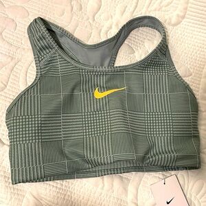 NWT Nike Medium Support Sports Bra - Green Plaid - Medium